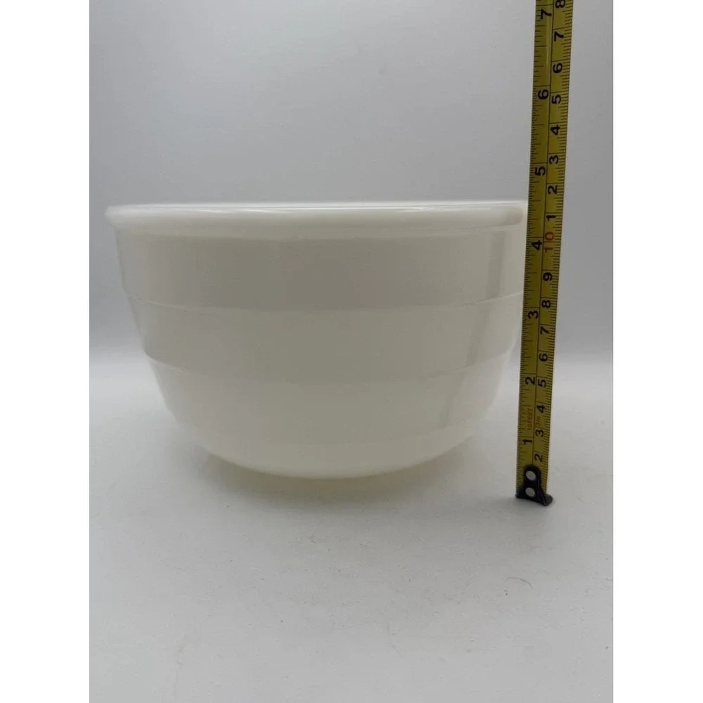 GE White Milk Glass Mixing Bowl Ribbed Vintage Nesting Kitchen Bowl